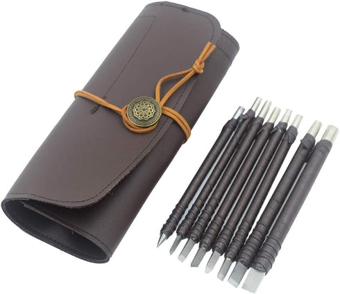 8pcs Tungsten Steel Soft Limestone and SlateStone Alabaster Carving Kit, Engraving Blade Chisel Tool Set