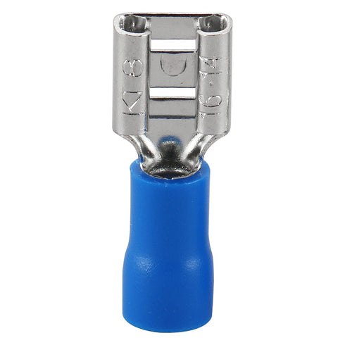 Baomain 1/4" Female & Male Spade Connectors, 16-14 AWG Insulated Crimp Terminals, Blue (200-Pack)