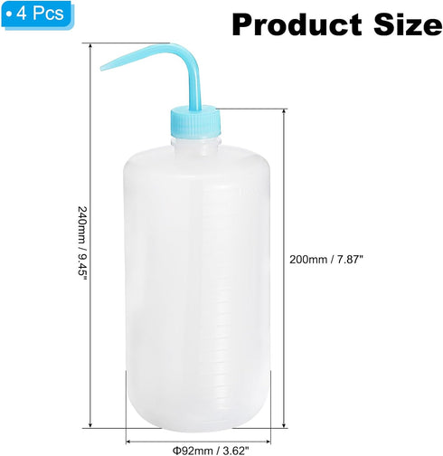 PATIKIL 1000ml Wash Bottle, 4pcs Plastic Squeeze Bottle Narrow Mouth Bottle Watering Tools Foam Bottle for Green Soap Cleaning Washing Irrigation, Blue Clear by PATIKIL