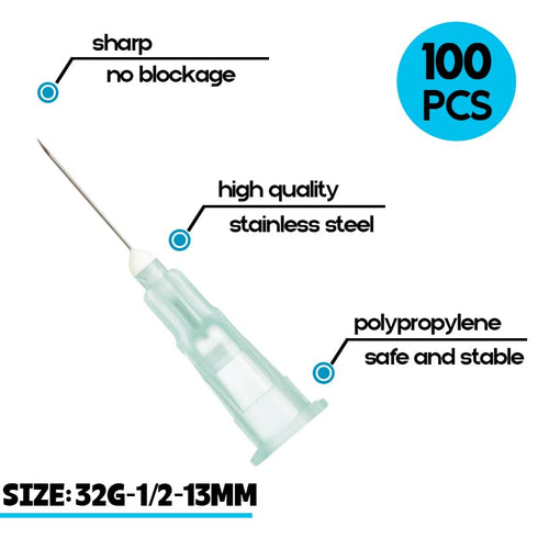 32 Gauge 1/2 Inch Needle, Industrial Syringe Dispensing Accessories, Individually Packaged