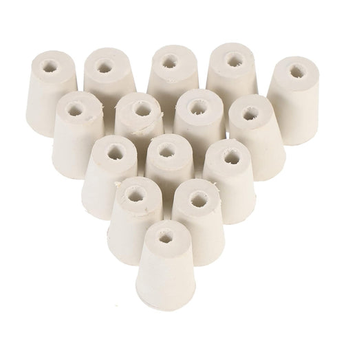 Hemobllo Rubber Stoppers, Drilled Rubber Stopper for Glass Bottle, Flask Stopper for Experiment (15Pcs)