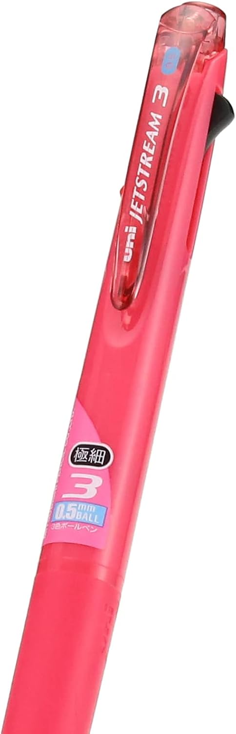 Uni Ballpoint Pen Jetstream, 3 Color Black, Red, Blue Ink, 0.5mm, Rose Pink (SXE340005.66)