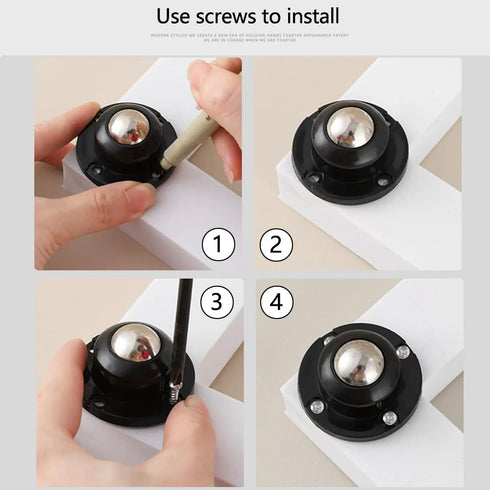 Self Adhesive Caster Wheels for Furniture, 1 Inch Low Profile Swivel Wheels, 8 Pack, Black