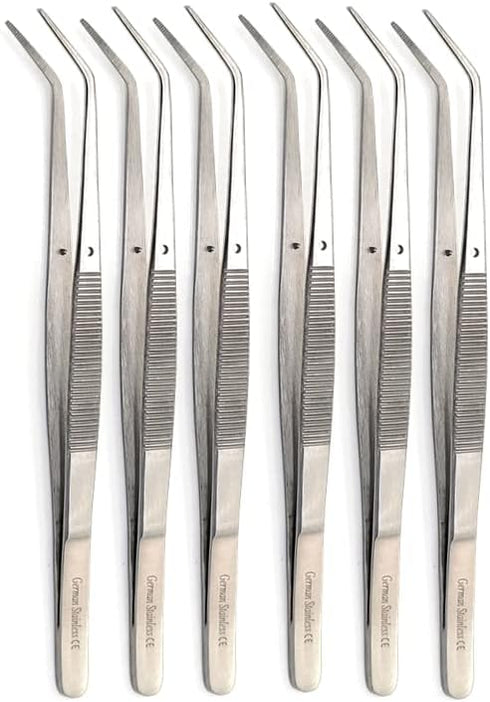 HIGH TECH INSTRUMENTS College Cotton Pliers Set of 6 with Angled Serrated Beak For Professional