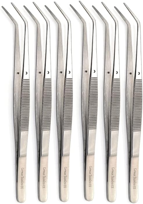HIGH TECH INSTRUMENTS College Cotton Pliers Set of 6 with Angled Serrated Beak For Professional