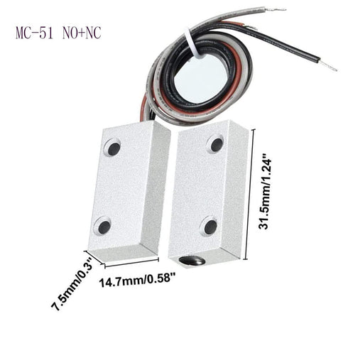 Reed Switch MC-51 NC/NO Wired Surface Mount Door and Window Alarm, Ferromagnetic Contact Sensor for Security