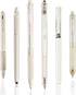 BAYTORY 5 Pcs Gel Pens and 1 Pc Highlighter, Quick Dry Ink Fine Point Black 0.5mm for Journaling Notetaking