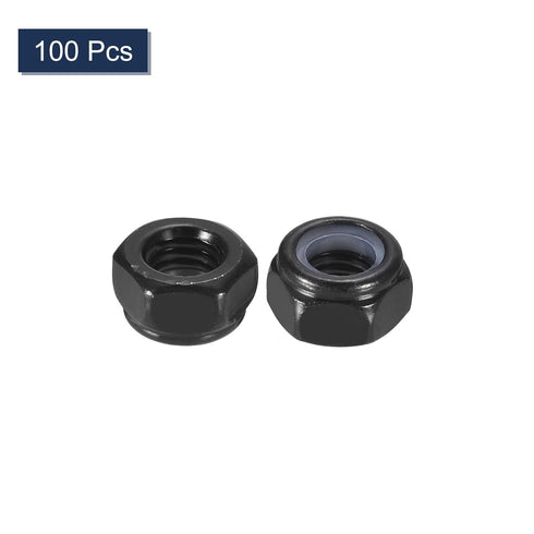 uxcell 100Pcs M8 x 1.25 Nylon Insert Hex Lock Nuts, 304 Stainless Steel Self-Locking Stop Nut for Industrial