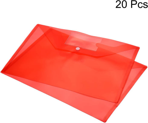 PATIKIL 20 Pack A4 Plastic Envelopes Folder with Snap Closure, Documents Organizer for Office Business, Red