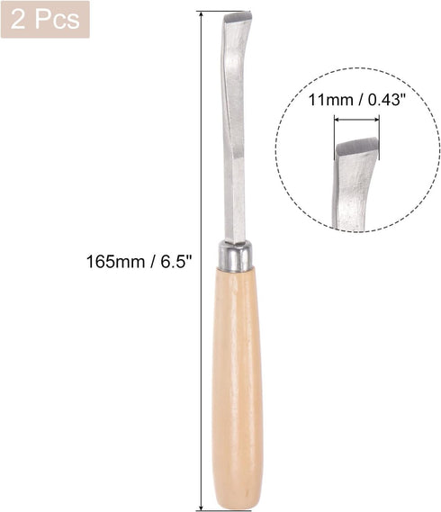 uxcell Wood Chisels Carving Knife, 10mm Chrome Plated 45# Carbon Steel Curved Straight Tip Woodworking Hand Tool Graver 165mm (6.5-Inch) Length, 2pcs by uxcell