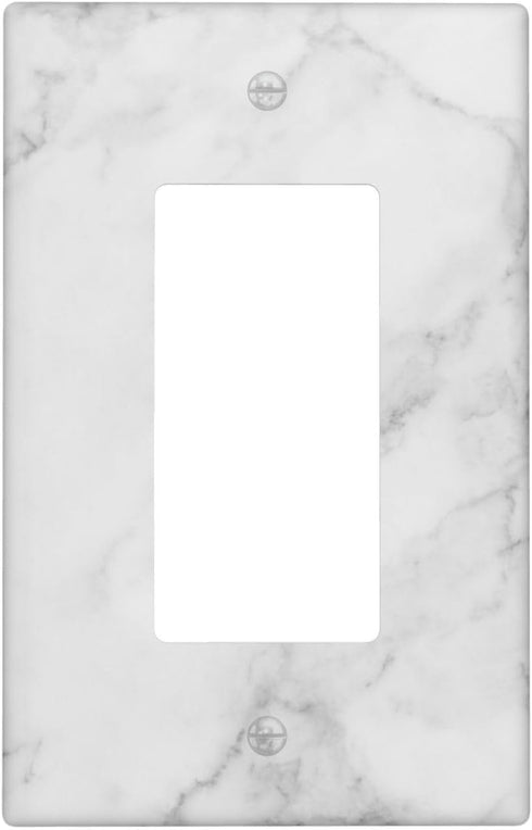 White Gray Marble Light Switch Plate Cover, Single Rocker 1 Gang Wall Plates for Bathroom Kitchen Home Decor 4.5" x