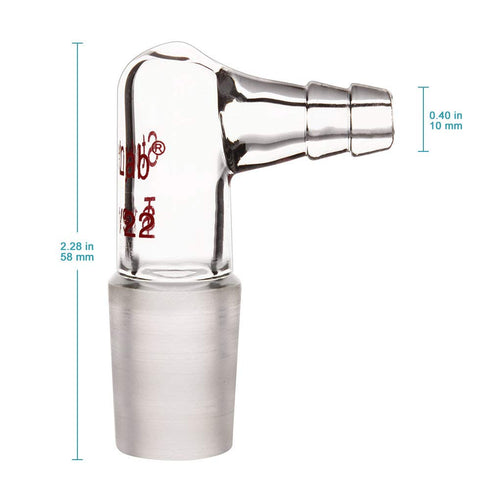 stonylab Glass 90 Degree Vacuum/Gas Adapter, Borosilicate Glass Bent Inlet Adapter with 19/22 Inner Joint and Hose for Laboratory Lab Supply