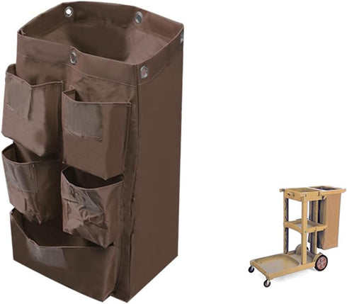 HYFTHOME Large Capacity Waterproof Janitorial Cart Bag with 6 Brass Grommets, 25 Gallon,