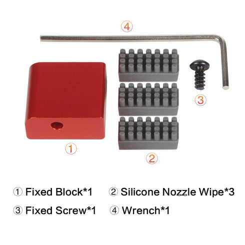 3DVOLTMATE Nozzle P1P/P1S/X1C/X1E, Silicone Wiper Kit with Aluminum Mount - Plug & Play, Fits Bambu Lab Efficient