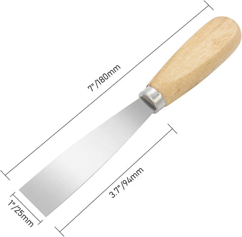 Putty Knife, 1 Inch Metal Scraper, wooden Handle Spackle Knives for Drywall, Decals, Wall paper, Patching, Painting, Taping, Scraping Coating by FOCMKEAS