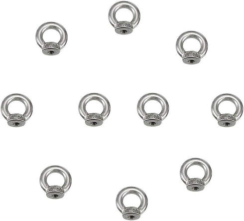 10 PCS 304 Stainless Steel M3 Thread Dia Ring Shape Eyed Bolt Lifting Eye Nut Fastener