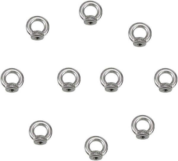 10 PCS 304 Stainless Steel M3 Thread Dia Ring Shape Eyed Bolt Lifting Eye Nut Fastener