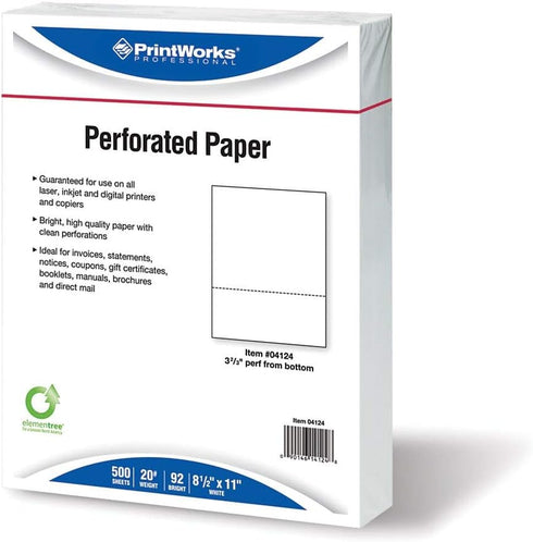 PrintWorks Professional Pre-Perforated Paper for Invoices, Statements, Gift Certificates & More