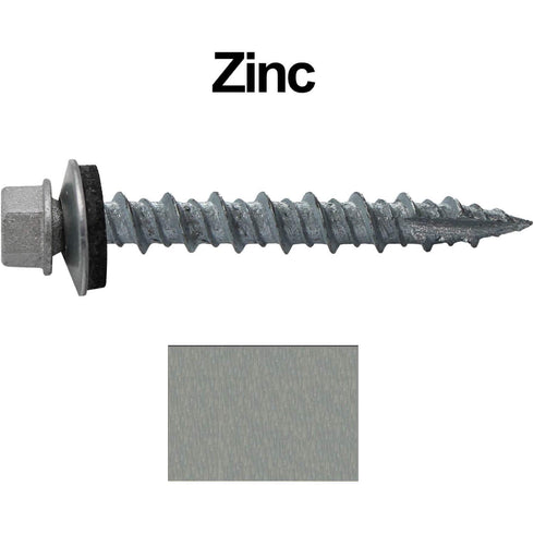 Metal Roofing Screws: (250) 10 x 1-1/2" Galvanized Hex Head Sheet Metal Roof Screws with EPDM Washer