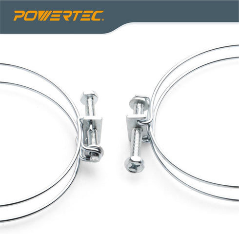 POWERTEC 70214 1-1/2 Inch Adjustable Double Wire Hose Clamp - 5 Pack for Pool, Spa & Pipe (Color May Vary)