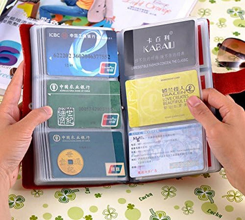 boshiho Leather Business Card Case Book Style, 90 Count Name ID Card Holder, Credit Card Holder