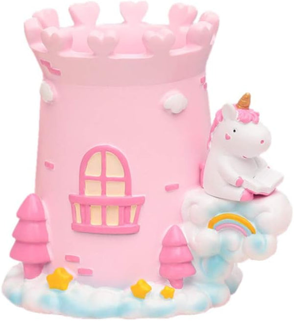 Cute Castle Unicorn Pen Pencil Holder, Desk Organizer for Office, Makeup Brush Holder Cup for Bathroom Kitchen Bedroom