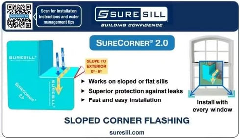 SureCorner 2.0 Sloped Corner Flashing for Windows - Pack of 2 to Fit with 1 Window, Teal