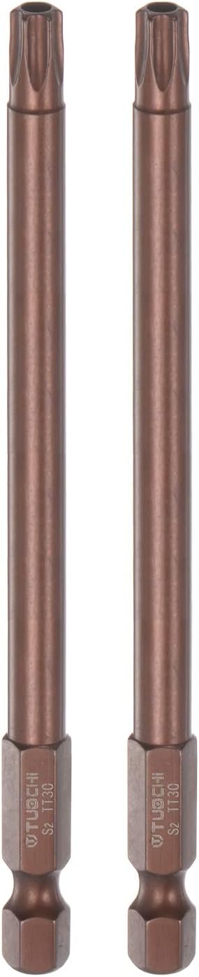 2pcs T30 Torx Bit, 1/4" Hex Shank 4" Length Magnetic Security Star Screwdriver Power Tool