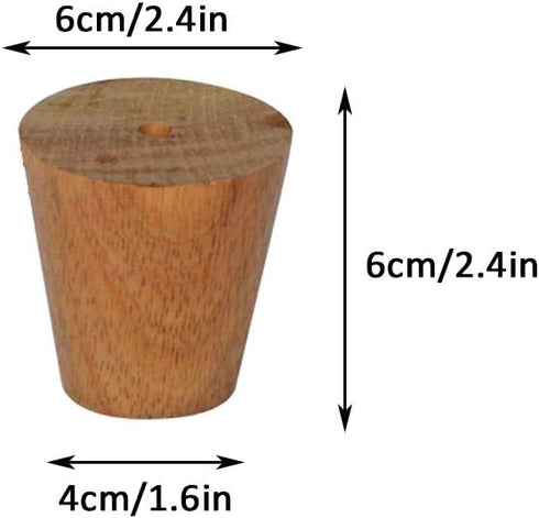 KDDEON Accessories,Set 4 (6cm/2.4in) Solid Wood Rubber Wood Furniture Legs,DIY Replacement Sofa Legs,Tapered Coffee