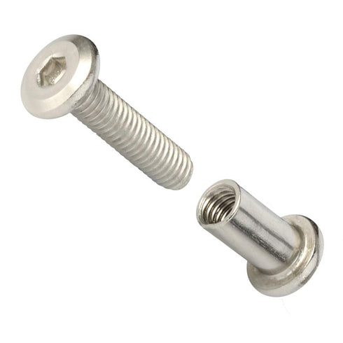 MewuDecor M6 35mm 18-8 (304), 10 x Socket Cap Furniture Bolts with Barrel Nuts for Furniture Cots Beds Crib and Chairs