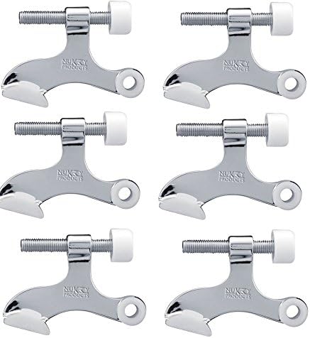 Nuk3y Heavy Duty Adjustable Door Stop (6 Pack, Chrome)