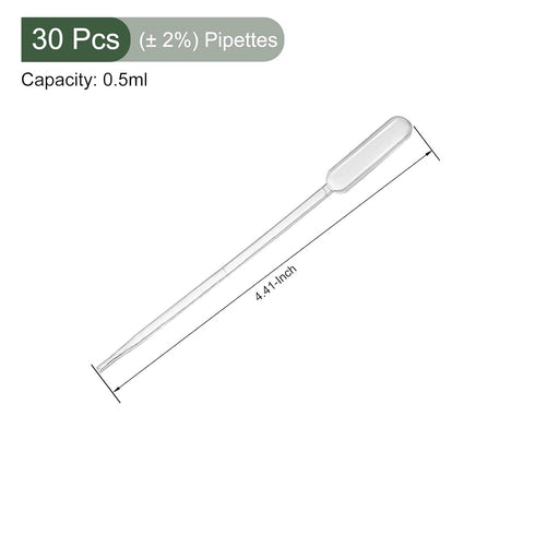 YOKIVE 30 Pcs Disposable Pipette, Lab Dropper with Tapered Tip | Transfer Liquid, Great for Laboratory, Chemistry, Art Project (Clear White, 0.5ML)