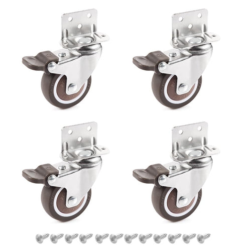 Skelang 1'' Swivel Plate TPE Caster, Low Profile L-Bracket Caster with Brake, Silent