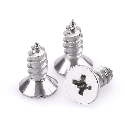 #4 x 3/8" (200 pcs) Flat Head Sheet Metal Screws, 304 Stainless Steel, Phillips Drive, Self Tapping