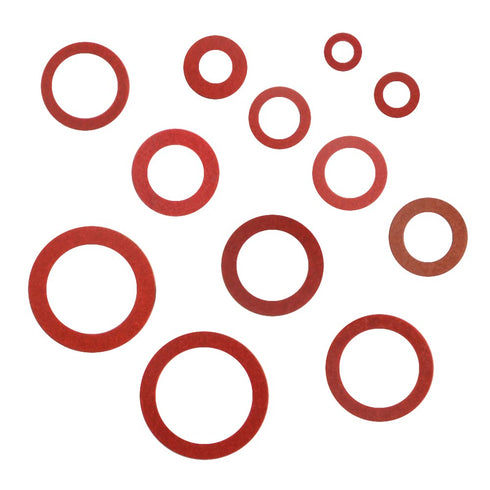 XINGYHENG 600Pcs Fiber Flat Washer Assortment Kit, 12 Sizes, Red Steel Paper Insulation for Plumbing Automotive Repair