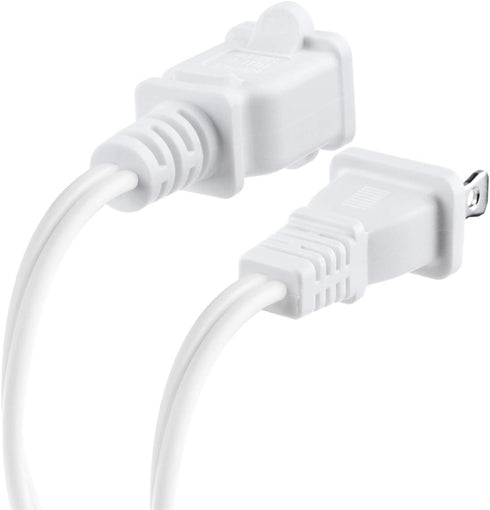 US AC Power Extension Cable Cord, SPT-2 16AWG/2C 125V 13A, 2-Prong Polarized Male to Female Extension Cord, 10 ft, White