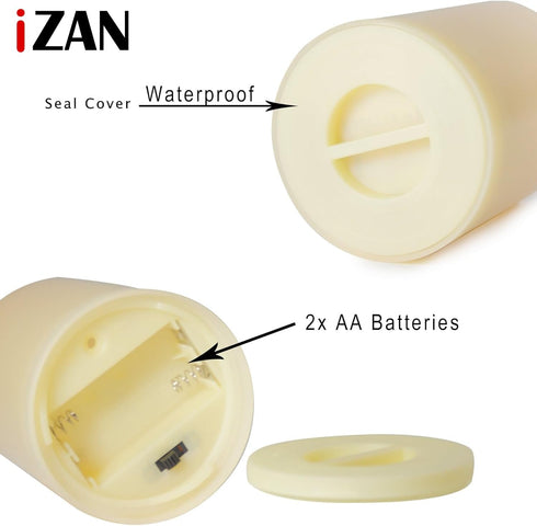 Set 1 3x4 inch iZAN of Outdoor Flameless LED Candle with Timer - Waterproof Plastic Flickering Battery Operated LED