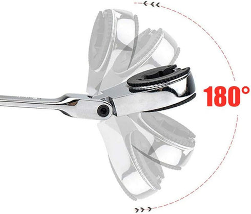 Ratcheting Wrench Open Flex-Head Double Opening Ratchet Combination Hand Tool - Silver 10mm