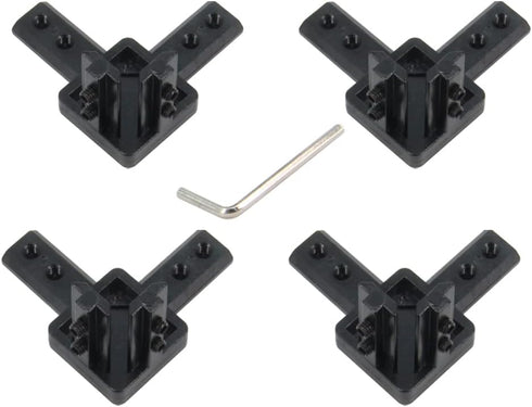 Zeberoxyz 4PCS Black 4040 Series 3-Way End Corner Bracket with M6 Screws for 8mm Slot T-Shape Aluminum Extrusion Profile