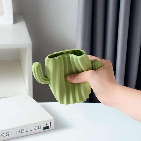 Silicone Pen Holder, Cactus Pencil Holder for Desk, Cute Pens Cup for Kids Office Decor, Desk Accessories (Green)
