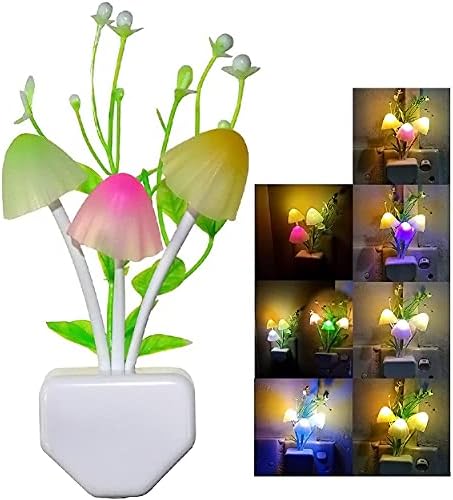AUSAYE Sensor Led Night Light, Color Changing Plug-in LED Mushroom Light Dream