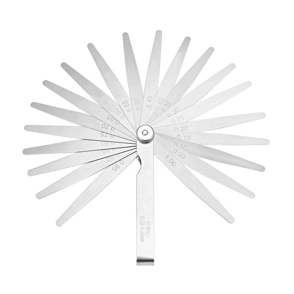 uxcell 20 Blades Metric Thickness Feeler Gauge, 0.05-1.00mm Mn Steel Measuring Tool for Gap Width