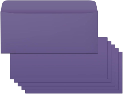 Business Envelopes 200-Pack #10 - Purple Standard Square Flap, Gummed Seal for Invitations, Office, Mailing
