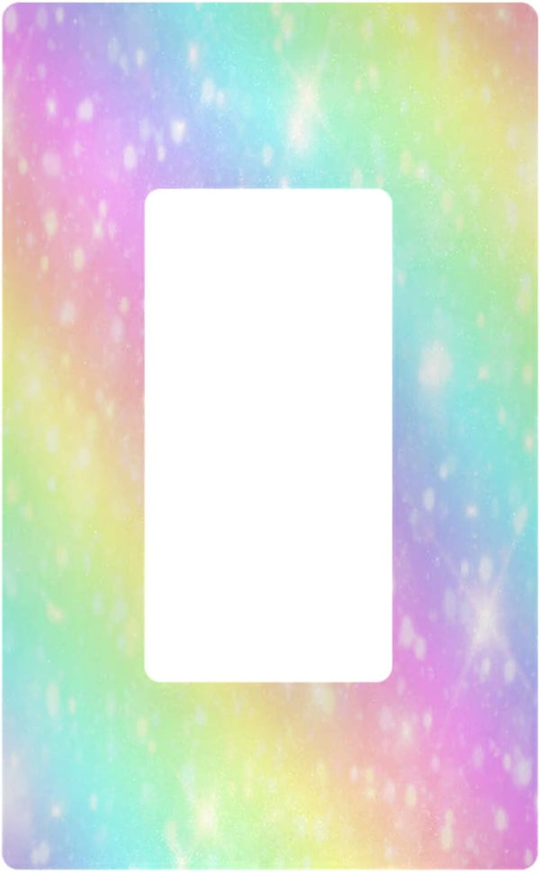 Cute Unicorn Galaxy Sky Wall Plate with Rainbow Pastel Clouds, 1 Gang Switch Plates for Light Receptacle Plug Cover