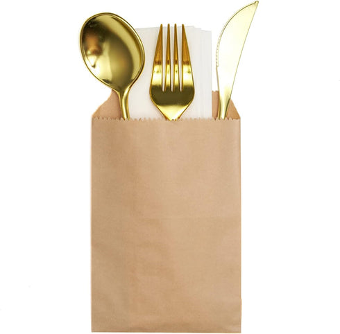 100-pack 3x5 Inches Mini Size Natural Kraft Paper Bags - Ideal for Bakery Cookies Treats Snacks Popcorn Small Gift Bag