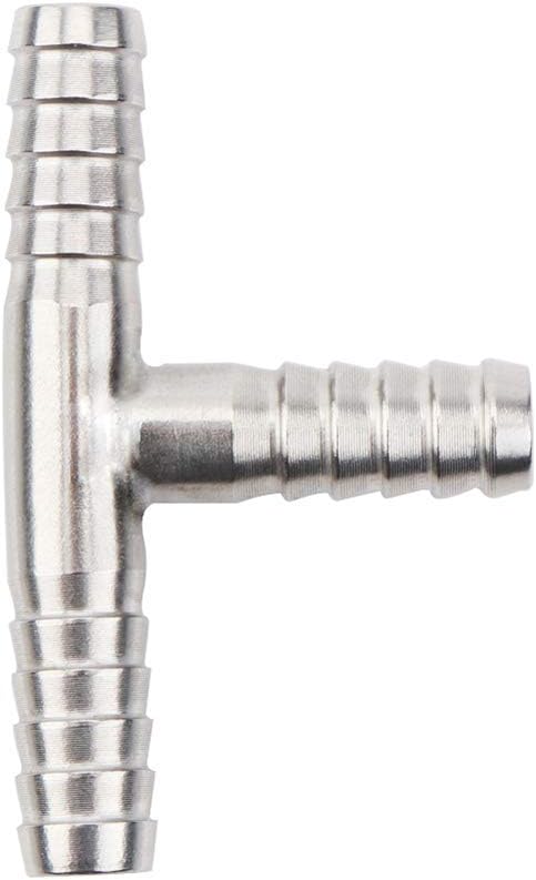 Beduan Stainless Steel 5/16" Hose Barb, 3 Way Tee T Shape Barbed Co2 Splitter Fitting