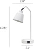 LD1071-WHT 16" Simple Designs Sleek Essentials Adjustable Metal Desk Task Lamp with Dual USB Ports, for Office, Desk