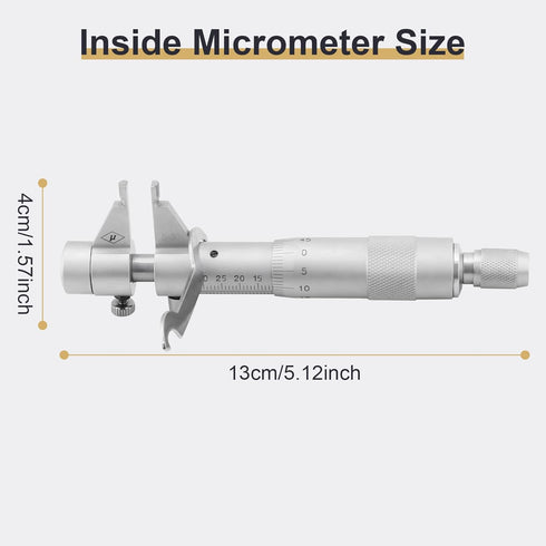 Inside Micrometer Set, Internal Diameter Gage Gauge Hole Bore 5-30mm Range, Accurate + Wrench + Calibration Ring