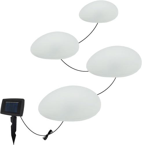 SUNNYPARK Solar Garden Lights Outdoor Set of 4 Plastic Pebble Shape Decorative Rock Lights Waterproof - Warm White by SUNNYPARK