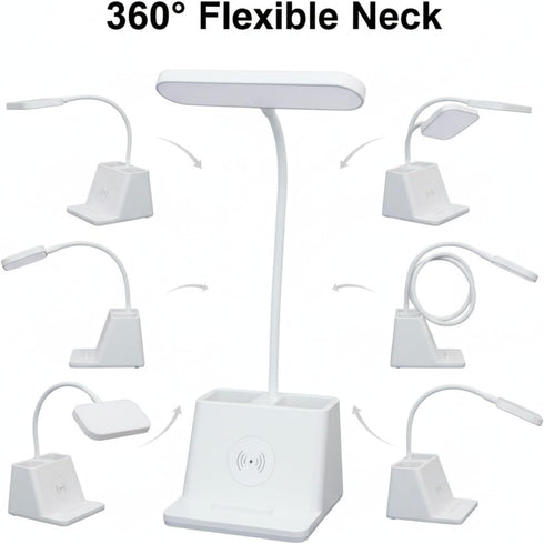 WZZHHJ 3-Color Dimming 360 1) Dual Pen-Holder LED Desk Lamp USB Charging, Eye-Care Soft Light, Touch & Flexible Neck |